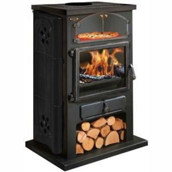 Holzofen Chamonix XXL Keramikdekor vermessingte Tür 12kW